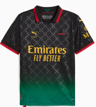 Maillot Off-White noir AC Milan ADULTE