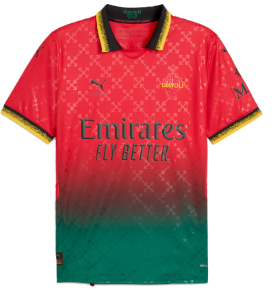 Maillot Off-White rouge AC Milan ADULTE